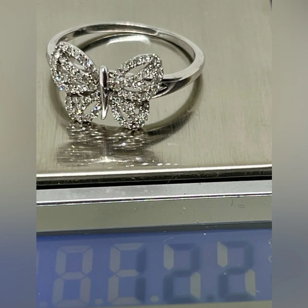 New! 925❣️Real .24 ct Diamonds ❣️ Ring Sz 9 Pave New Gift Box Bag